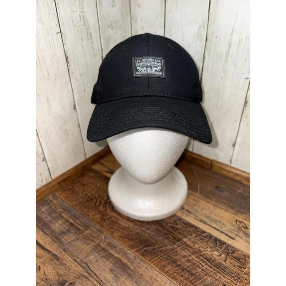 Levi Strauss Black Logo 100% Cotton Click Adjustable Strapback Hat Soft Dad Cap